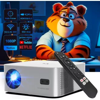   Magcubic 1080P Full HD Projektor Netflix Támogatással, 5G WiFi Bluetooth 5.2, 550 ANSI Autofókusz Hordozható Otthoni Mozi Vetítő