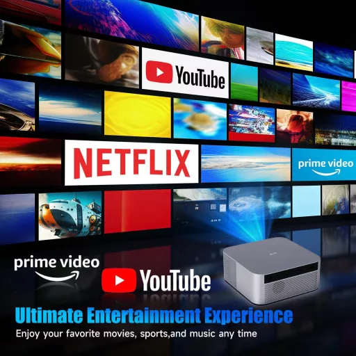 Magcubic 1080P Full HD Projektor Netflix Támogatással, 5G WiFi Bluetooth 5.2, 550 ANSI Autofókusz Hordozható Otthoni Mozi Vetítő