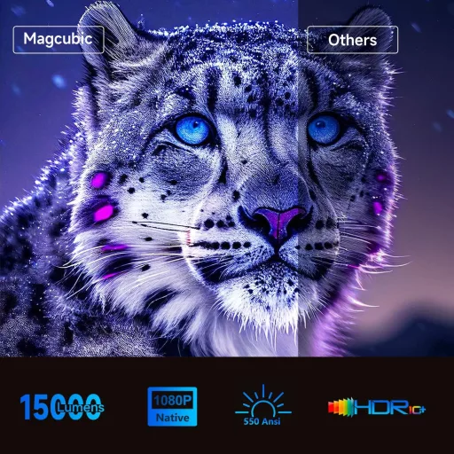 Magcubic 1080P Full HD Projektor Netflix Támogatással, 5G WiFi Bluetooth 5.2, 550 ANSI Autofókusz Hordozható Otthoni Mozi Vetítő
