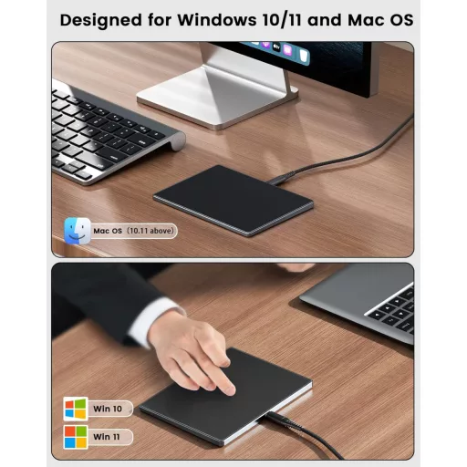 Seenda Touchpad pentru Mac și Windows - Trackpad metalic de precizie cu control Multi-Touch, Touchpad cu fir pentru MacBook/PC/Laptop.