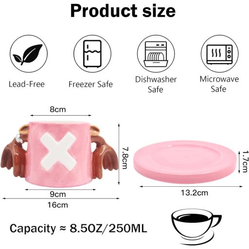 Keramický hrnček MeYuxg Chopper Anime s ružovým klobúkom ako darček