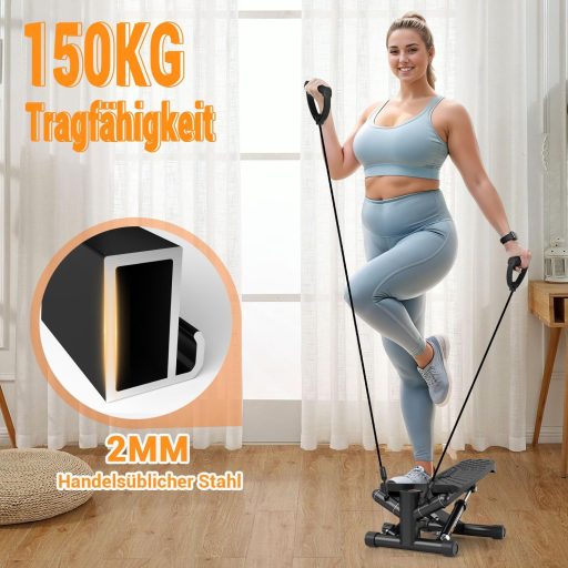Vannect Mini Stepper Otthoni Edzéshez Power Rope-okkal, LCD Kijelzővel, 150kg Terhelhetőség