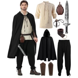   Srednjovjekovni gusarski kostim Dzorim, set s lanenom košuljom i hlačama