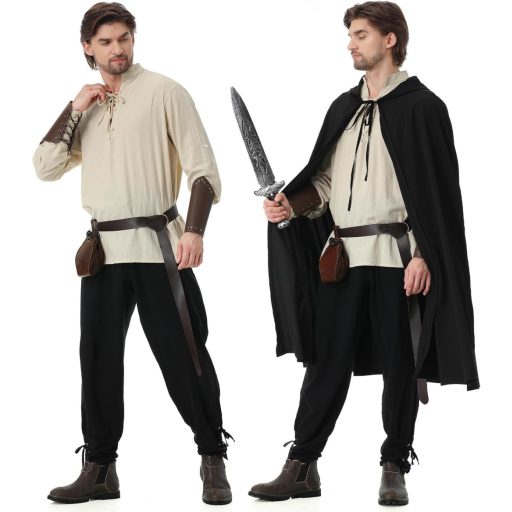 Srednjovjekovni gusarski kostim Dzorim, set s lanenom košuljom i hlačama