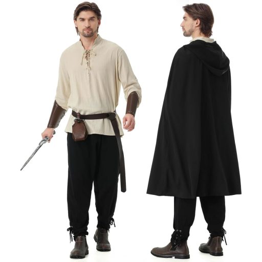 Srednjovjekovni gusarski kostim Dzorim, set s lanenom košuljom i hlačama