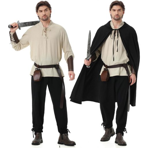 Dzorim Középkori Pirate Jelmez Szett Lenvászon Ingvel és Nadrággal