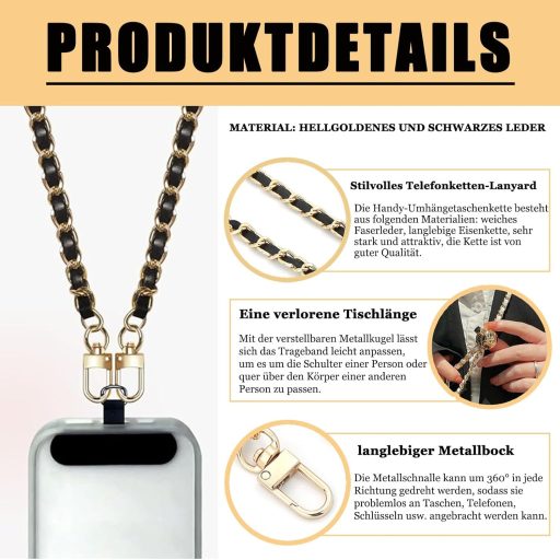 Univerzálna retiazka na telefón Orvifuly, s nastaviteľnou dĺžkou a kovovou karabínkou