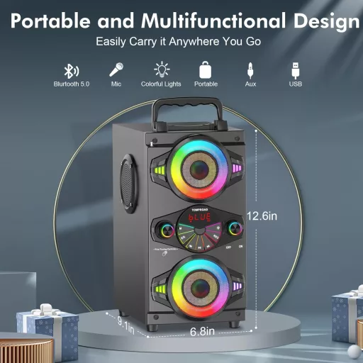 Boxă Bluetooth TOMPROAD 60W - Boxă portabilă wireless cu fun