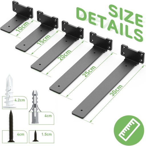 Yeabett Polckonzol 10 cm Fekete 75 kg Terhelhetőség 4 db