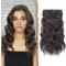 Extensii de păr cu clips FESHFEN, 4 bucăți, ondulate, groase, sintetice, negre, 40 cm.