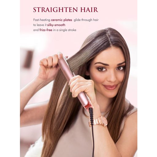 LANDOT 2 az 1-ben Hajvasaló és Hajgöndörítő - Professzionális Hajformázó Íves Lapokkal Egyenesítéshez és Hullámosításhoz