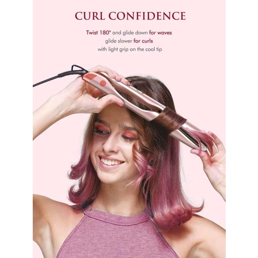 Placă de păr și ondulator 2 în 1 LANDOT - Dispozitiv profesional de coafat cu plăci curbate pentru îndreptare și ondulare