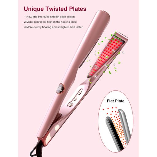 Placă de păr și ondulator 2 în 1 LANDOT - Dispozitiv profesional de coafat cu plăci curbate pentru îndreptare și ondulare