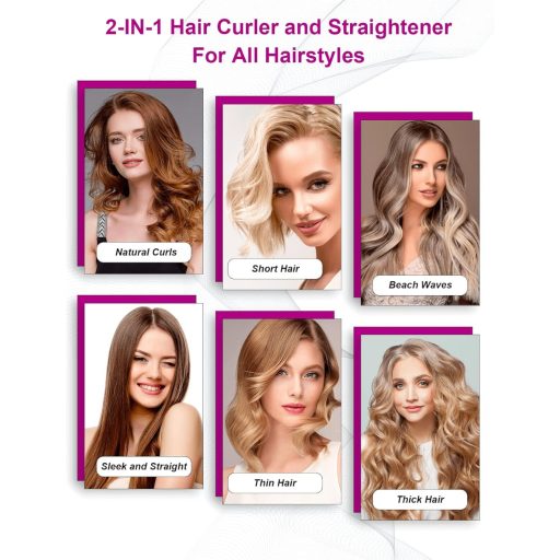 Placă de păr și ondulator 2 în 1 LANDOT - Dispozitiv profesional de coafat cu plăci curbate pentru îndreptare și ondulare