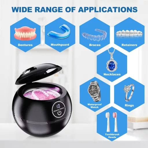 Dispozitiv de curățare cu ultrasunete pentru aparate dentare TMEOIIPY, 45 kHz, sterilizator UV, 190 ml