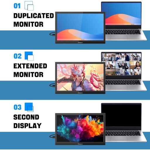 Thinlerain 15,6" Prenosný Monitor FHD 1920x1080 - HDMI, USB-C Pripojenie, Vstavané Reproduktory, Kompatibilný s MacBook, PC, Laptop, Xbox, PS4