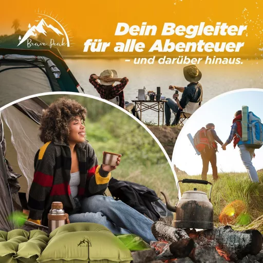 Brave Peak Önfelfújó Hálómatrac 10 cm Vastag Zöld - Könnyű Kompakt Kempingmatrac Túrázáshoz Trekking 190x67 cm