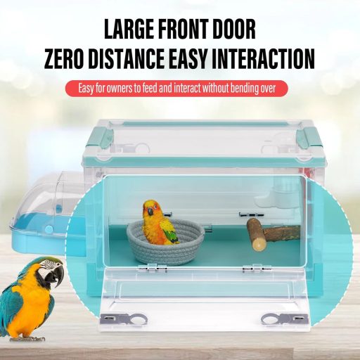 Svauoumu Hordozható Madárszállító Doboz - Kék Utazó Ketrec Papagájoknak, Törpepapagájoknak, Budgiknak - Összecsukható, Szellőző, Itatóval és