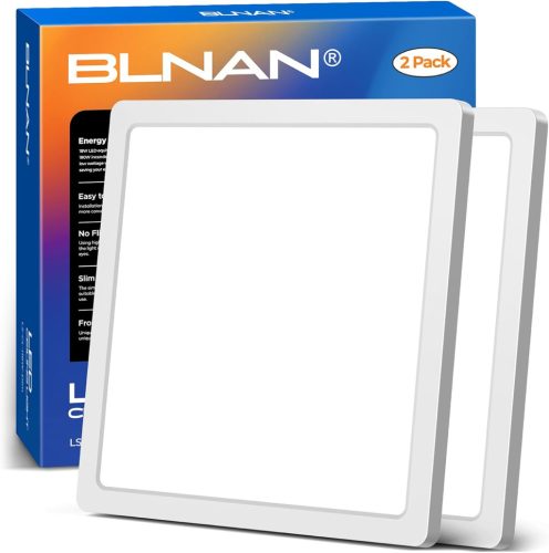 BLNAN 2 db Ultravékony LED Mennyezeti Lámpa 18W - 1800lm Háttérvilágítású Panel 3 Színhőmérséklettel, 22cm, Fürdőszobába, Konyhába
