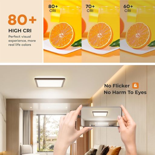 BLNAN 2 db Ultravékony LED Mennyezeti Lámpa 18W - 1800lm Háttérvilágítású Panel 3 Színhőmérséklettel, 22cm, Fürdőszobába, Konyhába