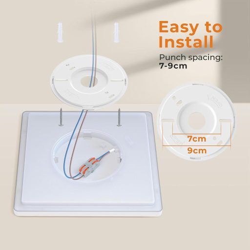 BLNAN 2 db Ultravékony LED Mennyezeti Lámpa 18W - 1800lm Háttérvilágítású Panel 3 Színhőmérséklettel, 22cm, Fürdőszobába, Konyhába