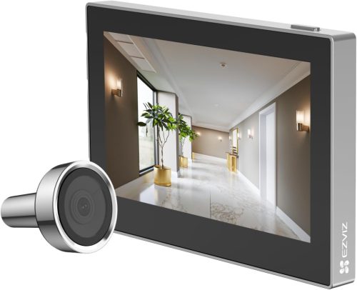 EZVIZ CP2 WiFi Ajtókémlelő 4,3" Színes Kijelzővel - 2MP Vezeték Nélküli Videós Kaputelefon 146° Látószöggel, 2200 mAh Akkumulátorral, Időjár