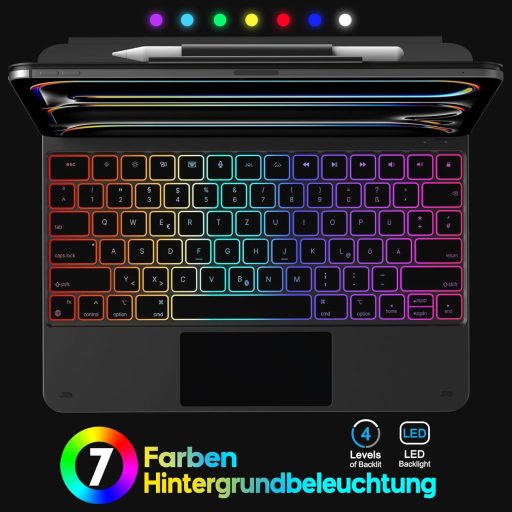 OMOTON iPad Pro 13 M4 Bluetooth tipkovnica s touchpadom, QWERTZ DE raspored, crna