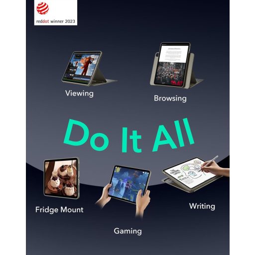 ESR iPad Air 13" M4/M3/M2 Forgó Tok Mágneses Borítóval, 9 Állási Szög, Titán