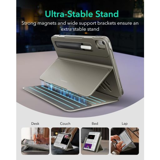 ESR iPad Air 13" M4/M3/M2 Forgó Tok Mágneses Borítóval, 9 Állási Szög, Titán