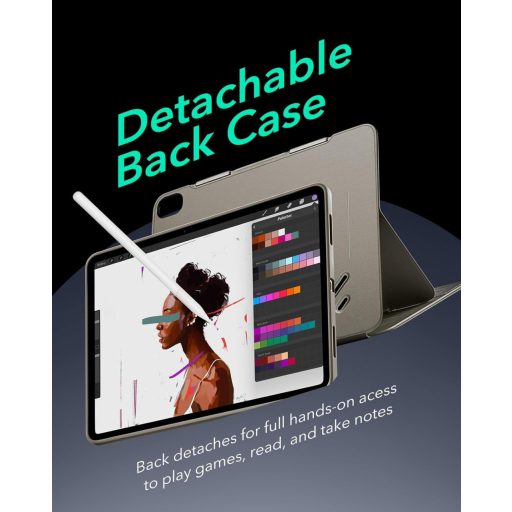 ESR iPad Air 13" M4/M3/M2 Forgó Tok Mágneses Borítóval, 9 Állási Szög, Titán
