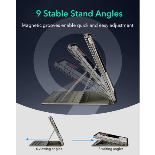 ESR iPad Air 13" M4/M3/M2 Forgó Tok Mágneses Borítóval, 9 Állási Szög, Titán