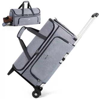   Lekespring Kerekes Öltönytáska Utazáshoz, Átalakítható Hétvégi Táska, Nagy Kézipoggyász Ruhatáska, Szürke