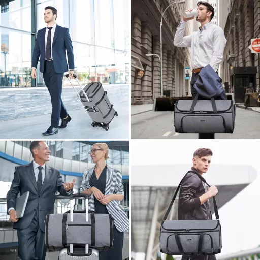 Lekespring Geantă de costum cu roți pentru călătorie, geantă de weekend convertibilă, geantă mare de cabină pentru haine, gri