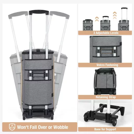 Lekespring Geantă de costum cu roți pentru călătorie, geantă de weekend convertibilă, geantă mare de cabină pentru haine, gri