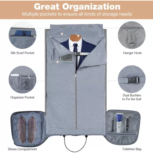 Lekespring Kerekes Öltönytáska Utazáshoz, Átalakítható Hétvégi Táska, Nagy Kézipoggyász Ruhatáska, Szürke