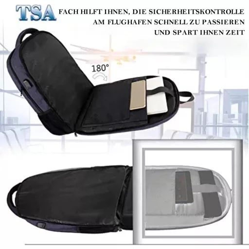 MATEIN Rucsac pentru Laptop de 17,3 Inchi cu Port de Încărcare USB, Impermeabil, Antifurt, pentru Bărbați și Femei, Geantă de Călătorie și Școală, Albastru Închis