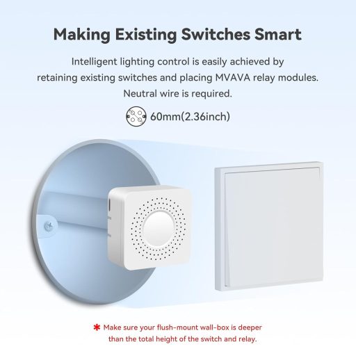 MVAVA Matter Kompatibilis Mini WiFi Okoskapcsoló Relé Modul - Intelligens Otthon Átalakító Alexa, Google Home és Home Assistant Támogatással