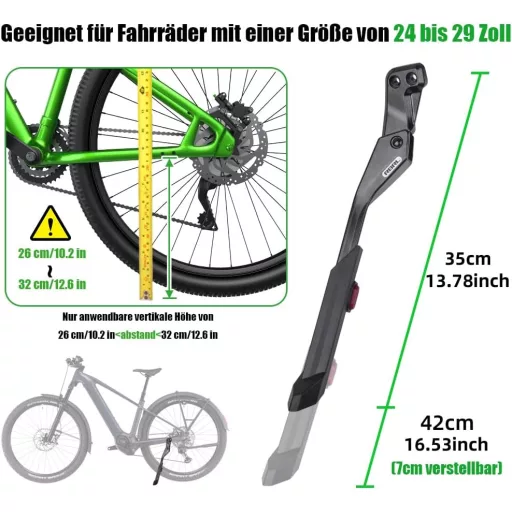 Cric reglabil pentru bicicletă RBRL din aluminiu, pentru biciclete de munte și electrice de 24-29 inchi