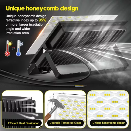 Viugreum 2 db 100W LED reflektor mozgásérzékelővel, 10000 lm, IP66 vízálló kültéri lámpa