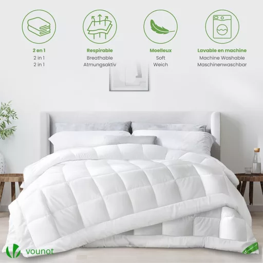 VOUNOT 3 az 1-ben 13.5 Tog Paplan 200x200 cm Fehér Téli Paplanhuzat Puha Mikroszál - 200x200 cm, 4 Seasons Duvet
