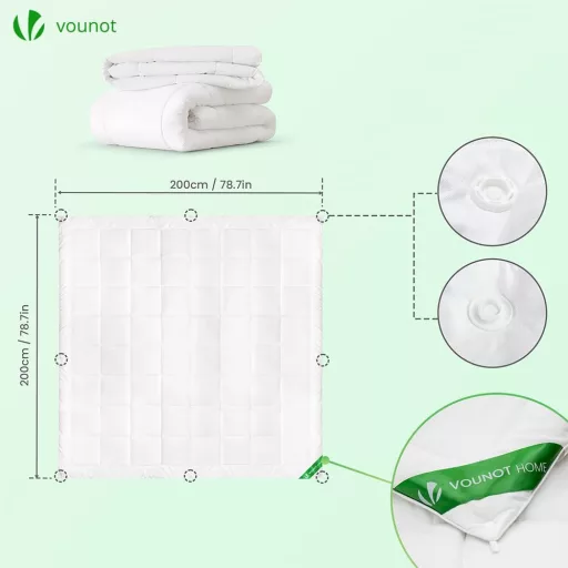 VOUNOT 3 az 1-ben 13.5 Tog Paplan 200x200 cm Fehér Téli Paplanhuzat Puha Mikroszál - 200x200 cm, 4 Seasons Duvet