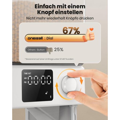 oneisall 5L Automata Macskaeledel Adagoló 2 Tálcával, Rozsdamentes Acél, Hangfelvétel