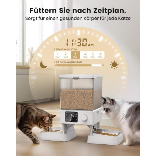 oneisall 5L Automata Macskaeledel Adagoló 2 Tálcával, Rozsdamentes Acél, Hangfelvétel