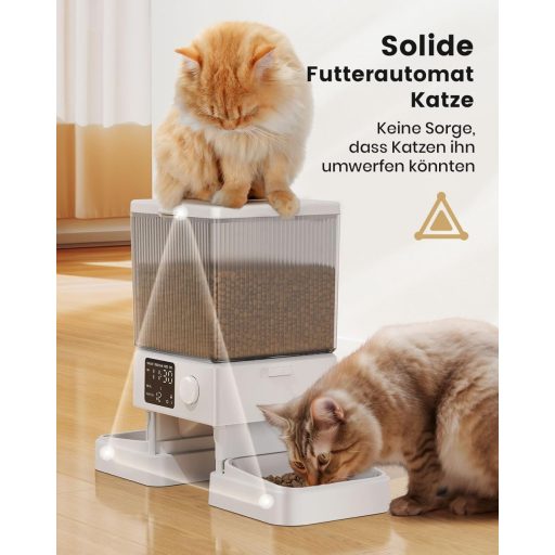 oneisall 5L Automata Macskaeledel Adagoló 2 Tálcával, Rozsdamentes Acél, Hangfelvétel