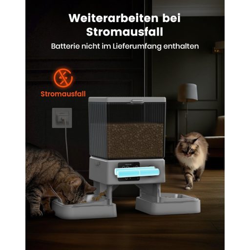 oneisall 5L Automata Macskaeledel Adagoló 2 Tálcával, Rozsdamentes Acél, Hangfelvétel