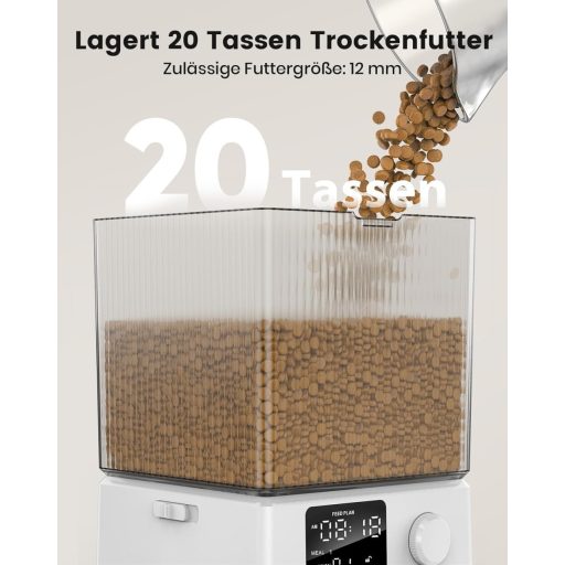 oneisall 5L Automata Macskaeledel Adagoló 2 Tálcával, Rozsdamentes Acél, Hangfelvétel