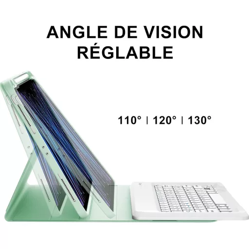 JADEMALL iPad Pro 12,9" Bluetooth Billentyűzet Tok AZERTY Francia Világoszöld