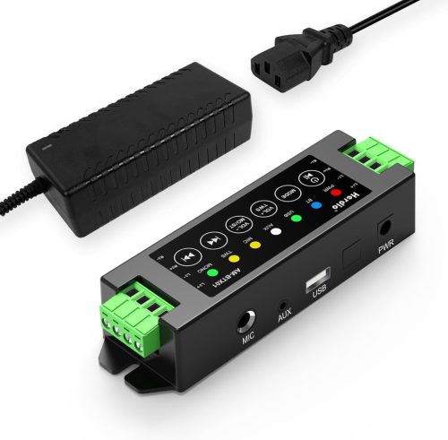 Herdio 4 Csatornás Bluetooth 5.0 Erősítő 200W Teljesítménnyel - Fali Hangrendszer USB/MIC/AUX/TWS Csatlakozással Otthoni és Mennyezeti Hangs