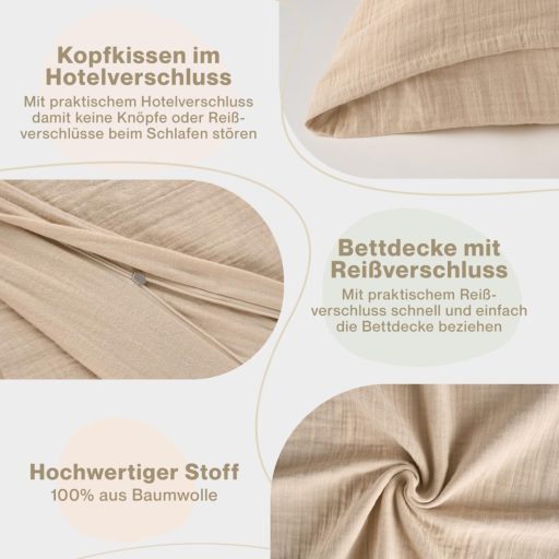 Blumtal Muslin Pamut Ágynemű 155x220 cm + 80x80 cm Taupe Oeko-Tex Certified