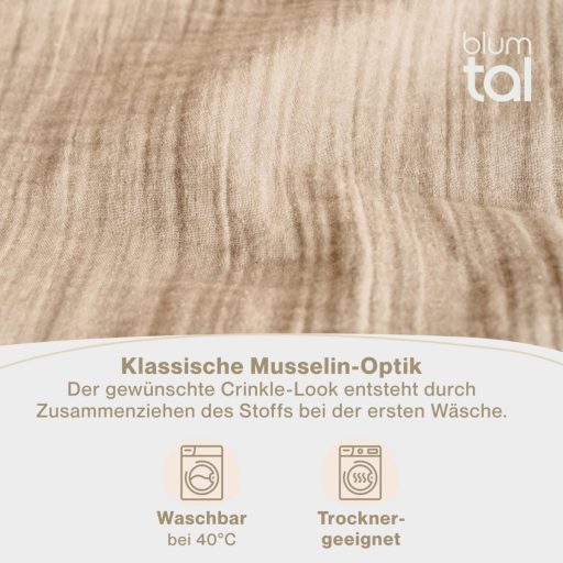 Blumtal Muslin Pamut Ágynemű 155x220 cm + 80x80 cm Taupe Oeko-Tex Certified